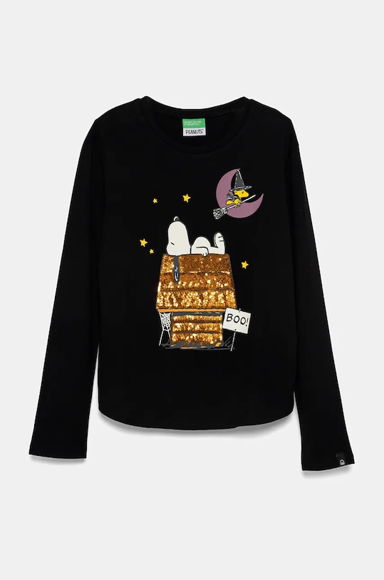 Dětské bavlněné tričko s dlouhým rukávem United Colors of Benetton kulatý černá 3VR5C10OQ.G.Seasonal