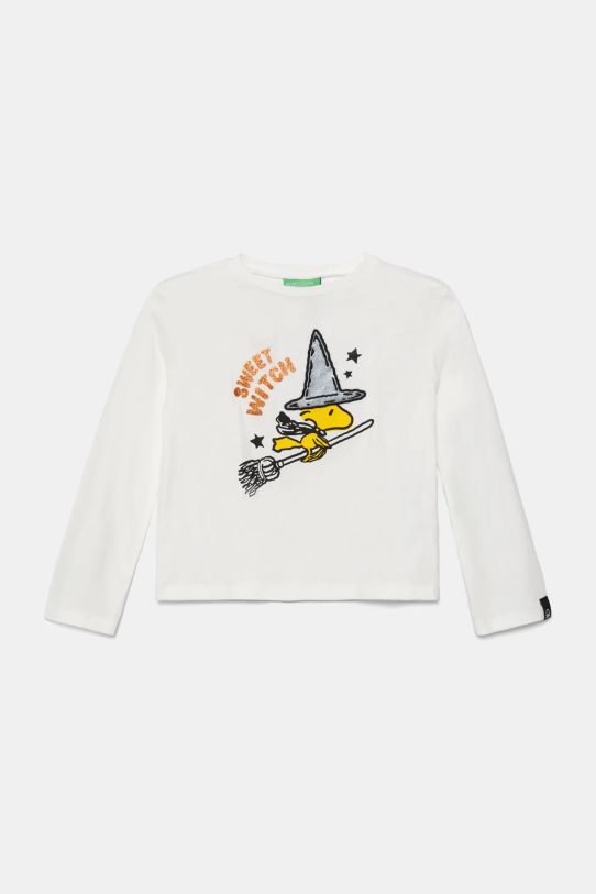 Dětské bavlněné tričko s dlouhým rukávem United Colors of Benetton kulatý bílá 3VR5G10JA.P.Seasonal