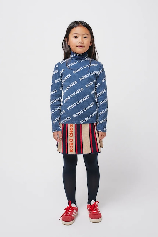 DÍVKA Dětské bavlněné tričko s dlouhým rukávem Bobo Choses 224TC002 modrá