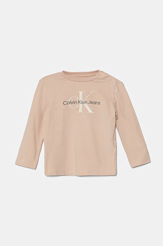 Дитячий лонгслів Calvin Klein Jeans з еластаном бежевий IN0IN00005.9BYH