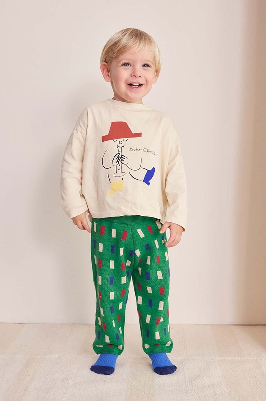 Dětské bavlněné tričko s dlouhým rukávem Bobo Choses Magic Flute béžová 224AB011