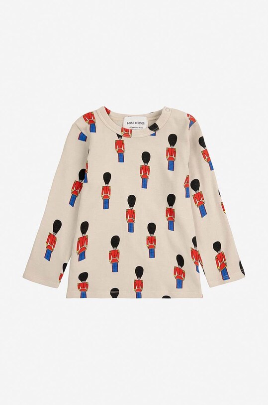 Pamučna majica dugih rukava za bebe Bobo Choses Little Tin Soldier 224AB018 bež AW24