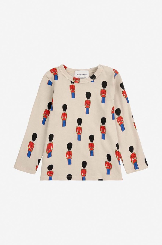 Dětské bavlněné tričko s dlouhým rukávem Bobo Choses Little Tin Soldier 224AB018 béžová AW24