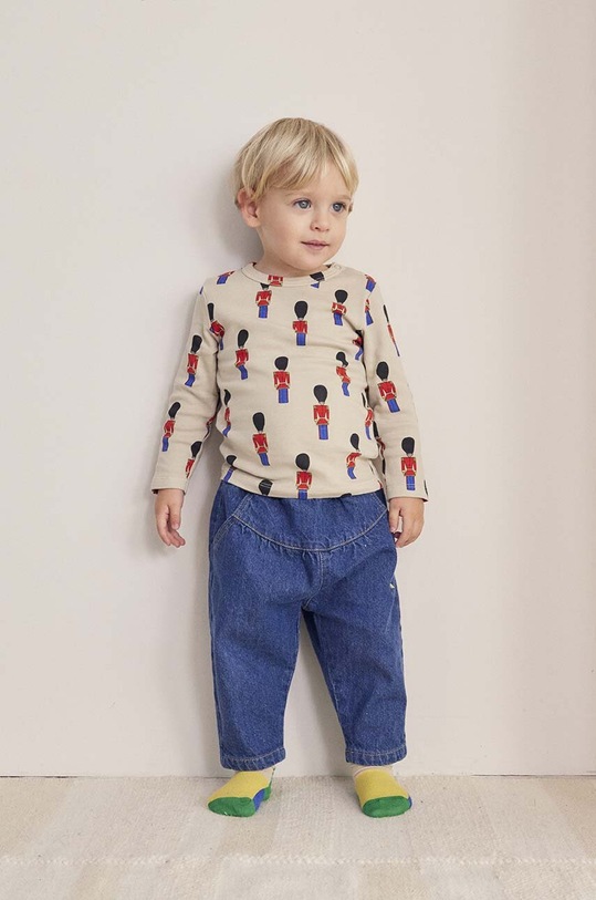Dětské bavlněné tričko s dlouhým rukávem Bobo Choses Little Tin Soldier béžová 224AB018