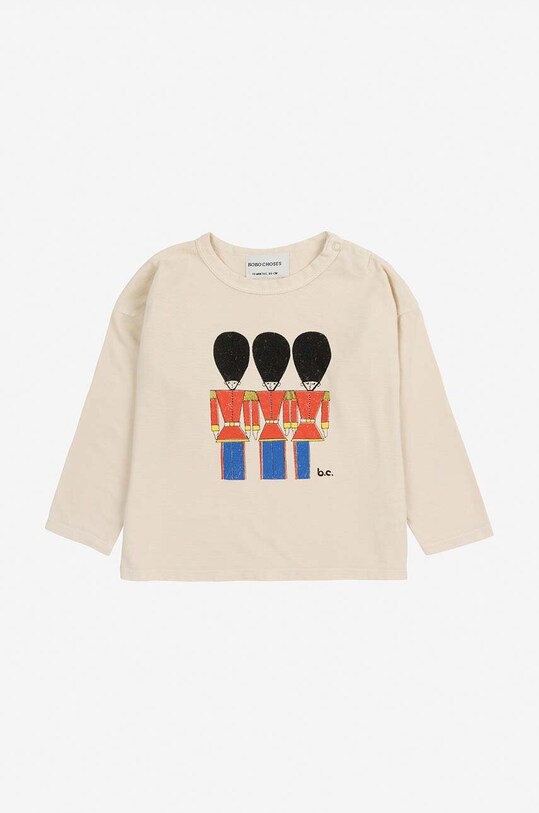Bobo Choses longsleeve din bumbac pentru bebeluși Little Tin Soldier 224AB020 bej AW24