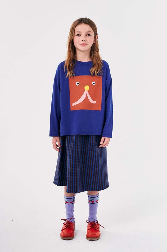 Bobo Choses longsleeve din bumbac pentru copii Funny face bleumarin 224AC010