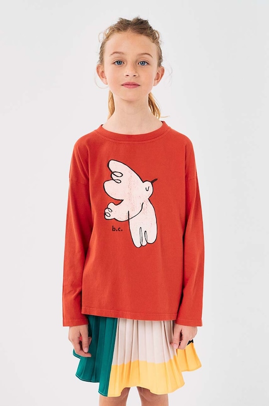 Bobo Choses longsleeve bawełniany dziecięcy Freedom Bird nadruk czerwony 224AC013