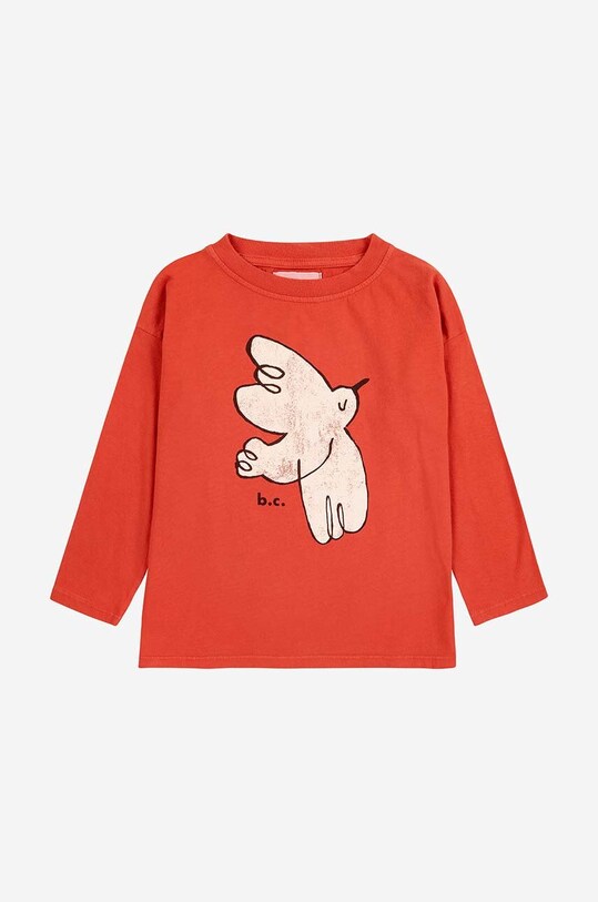 Bobo Choses longsleeve din bumbac pentru copii Freedom Bird 224AC013 rosu AW24