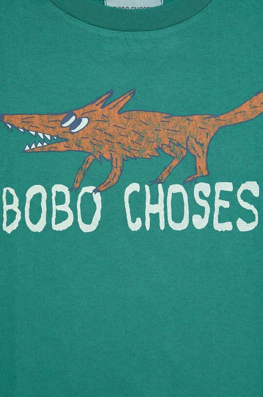 Мальчик Хлопковый детский лонгслив Bobo Choses The Clever Fox 224AC019 бирюзовый