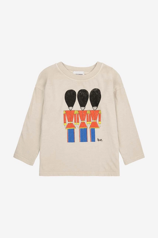 Bobo Choses longsleeve bawełniany dziecięcy Little Tin Soldier 224AC020 beżowy AW24