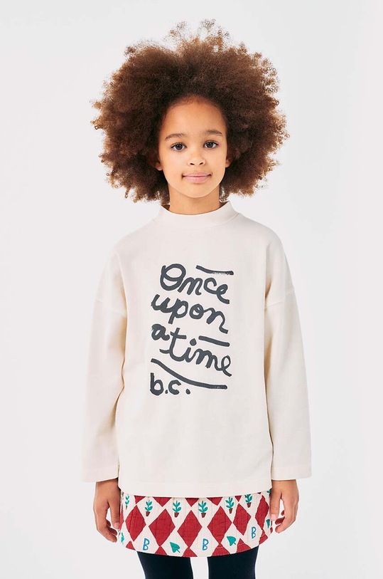 Dětské bavlněné tričko s dlouhým rukávem Bobo Choses Once Upon A Time kulatý béžová 224AC025
