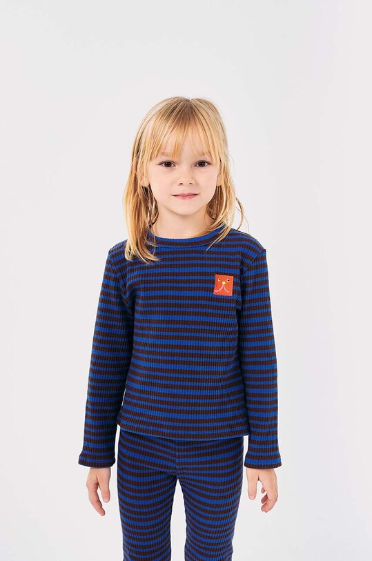 Bobo Choses longsleeve dziecięcy Funny face z elastanem brązowy 224AC026