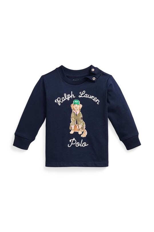 Бавовняний лонгслів для немовлят Polo Ralph Lauren бавовна темно-синій 320953576001