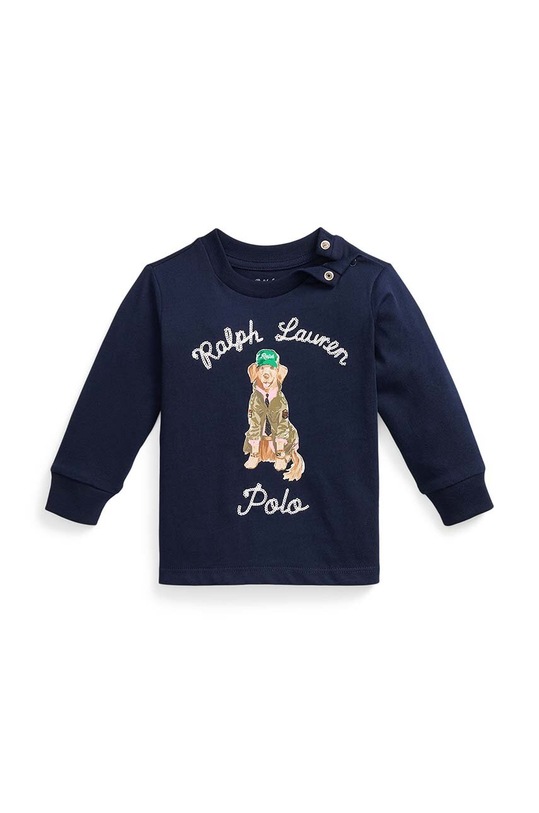 Pamučna majica dugih rukava za bebe Polo Ralph Lauren print mornarsko plava 320953576001