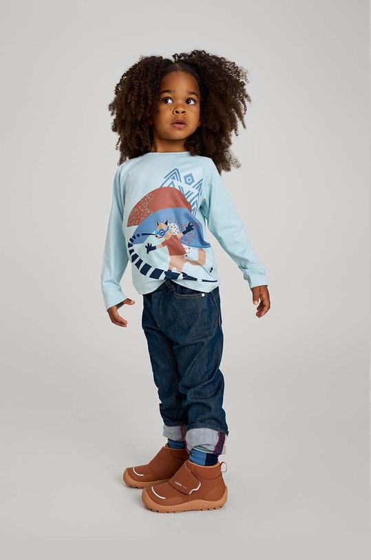 Дитячий лонгслів Reima Kouluun з еластаном зелений 5200376A.9BYH