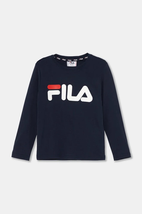 Dětské bavlněné tričko s dlouhým rukávem Fila BREY kulatý námořnická modř FAK0378