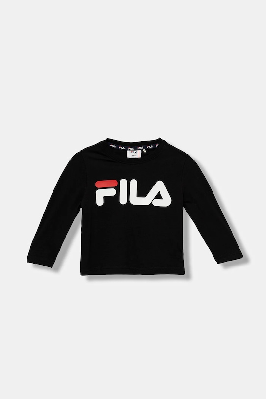Fila longsleeve bawełniany dziecięcy BREY nadruk czarny FAK0378
