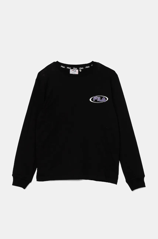 Fila longsleeve din bumbac pentru copii LIPPETAL print negru FAT0563