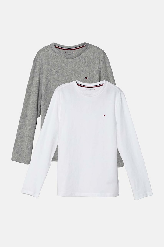 Παιδικό βαμβακερό μακρυμάνικο Tommy Hilfiger 2-pack βαμβάκι γκρί UK0UK00077.9BYH