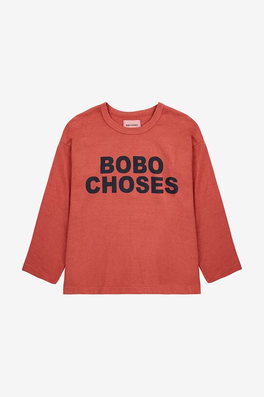 Bobo Choses longsleeve din bumbac pentru copii 324EC010 portocaliu AW24