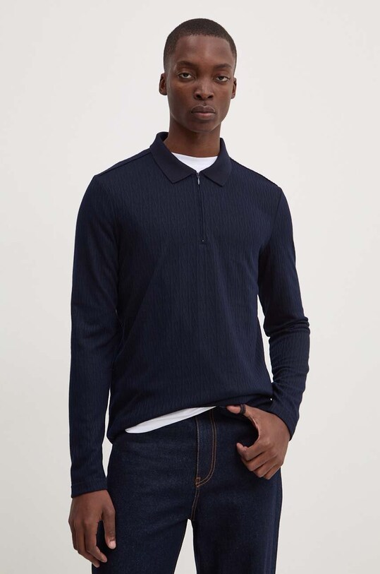 Bruuns Bazaar longsleeve CabBBGonzo LS Polo Tee granatowy BBM2400