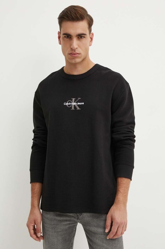 Calvin Klein Jeans hanorac de bumbac imprimeu negru J30J325647