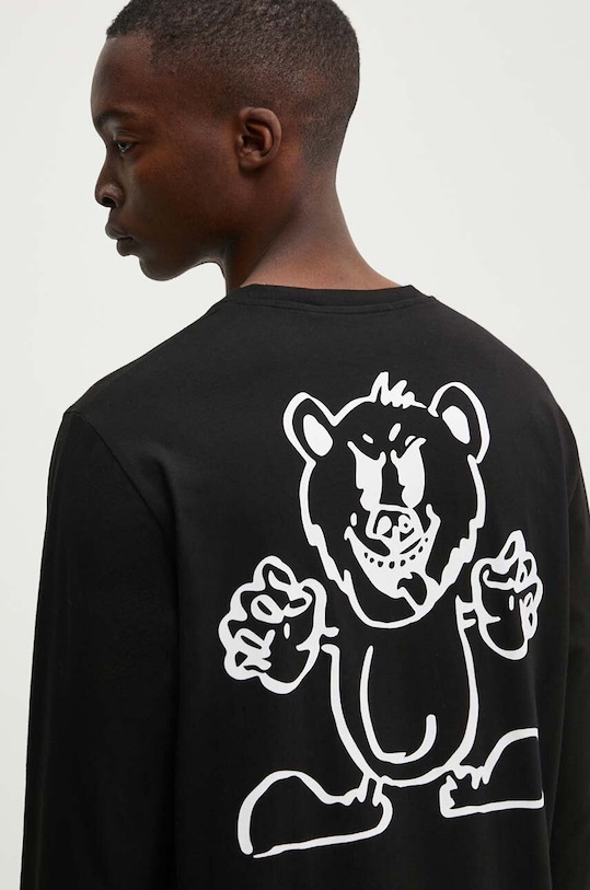 Bavlněné tričko s dlouhým rukávem Iceberg nášivka černá F02F.6306