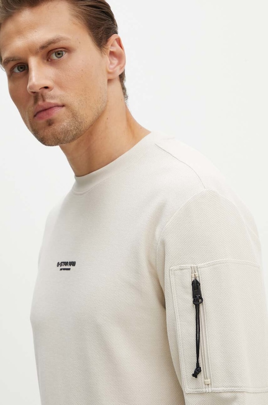 Bavlněné tričko s dlouhým rukávem G-Star béžová D24706.D617