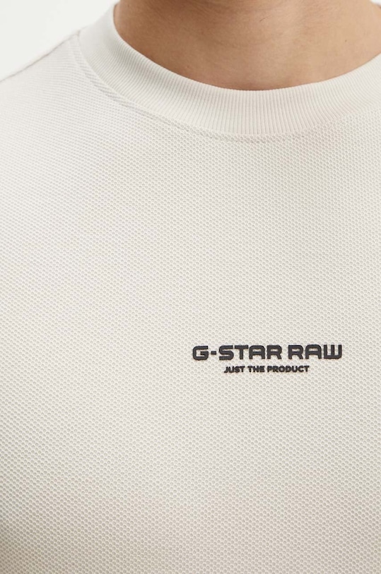 Bavlněné tričko s dlouhým rukávem G-Star D24706.D617 béžová