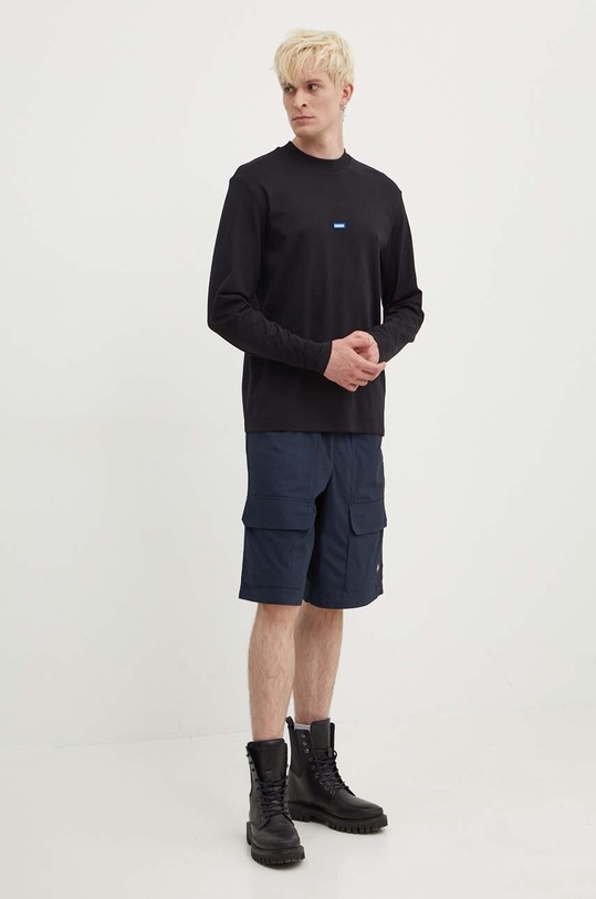 Hugo Blue longsleeve din bumbac 50519962 negru AW24