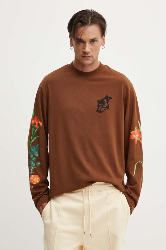HUGO longsleeve bawełniany 50517427 brązowy AW24