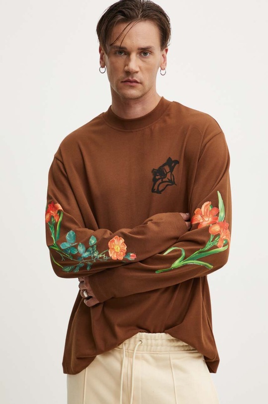 HUGO longsleeve bawełniany brązowy 50517427