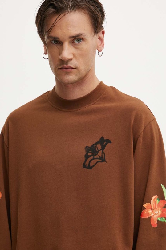 HUGO longsleeve bawełniany 50517427 brązowy