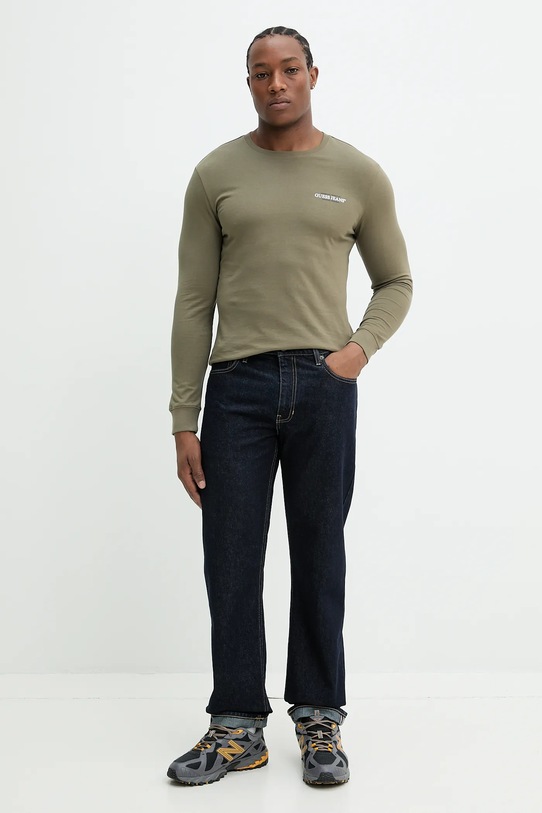 Bavlněné tričko s dlouhým rukávem Guess Jeans M4YI54.K8HM0 zelená SS25
