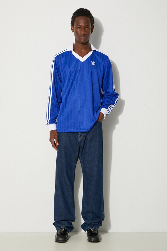 adidas Originals camicia a maniche lunghe Adicolor Piqué Football Long Sleeve IX5227 blu AW24