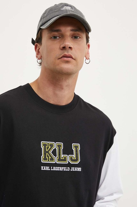 Бавовняний лонгслів Karl Lagerfeld Jeans чорний 245D1706