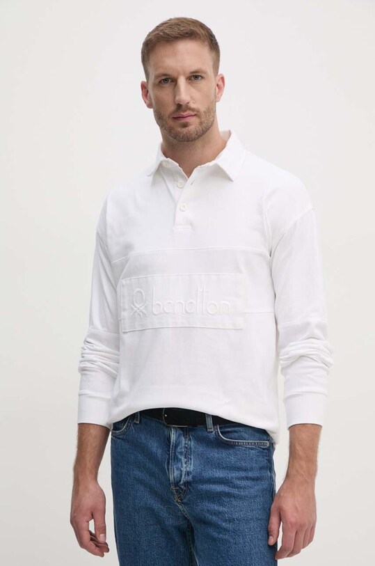 Хлопковый лонгслив United Colors of Benetton хлопок белый 3G9WU3020