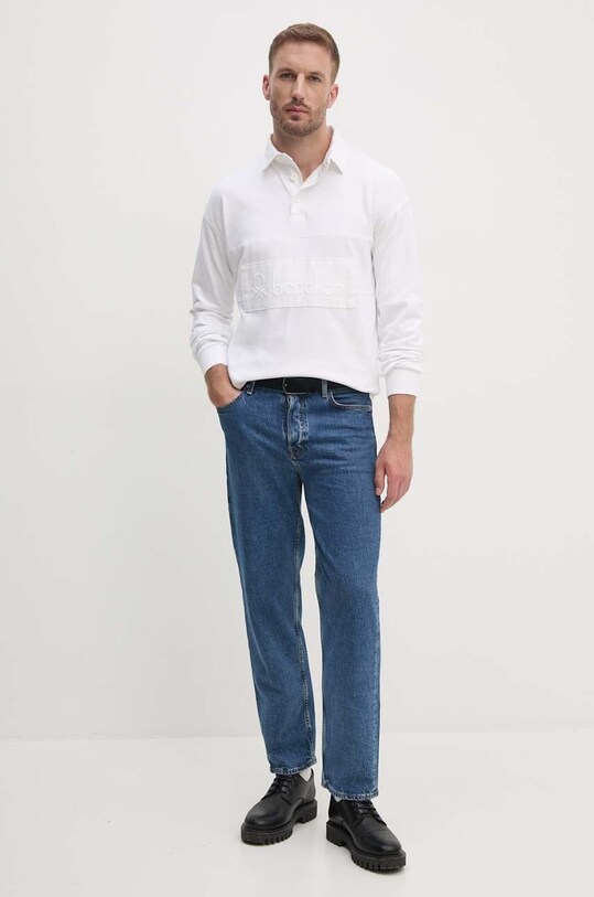 Хлопковый лонгслив United Colors of Benetton 3G9WU3020 белый AW24