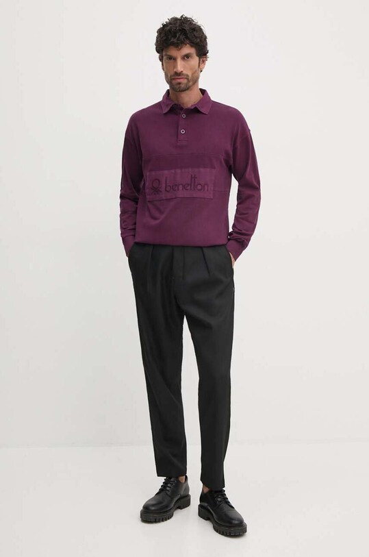 United Colors of Benetton longsleeve din bumbac 3G9WU3020 violet AW24