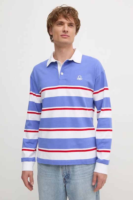 Хлопковый лонгслив United Colors of Benetton хлопок фиолетовой 3KUJU301E