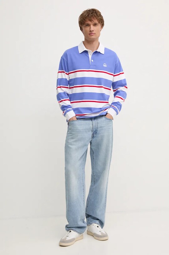 Хлопковый лонгслив United Colors of Benetton 3KUJU301E фиолетовой NC24