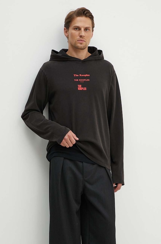 Бавовняна кофта The Kooples з капюшоном чорний HTSL29000K