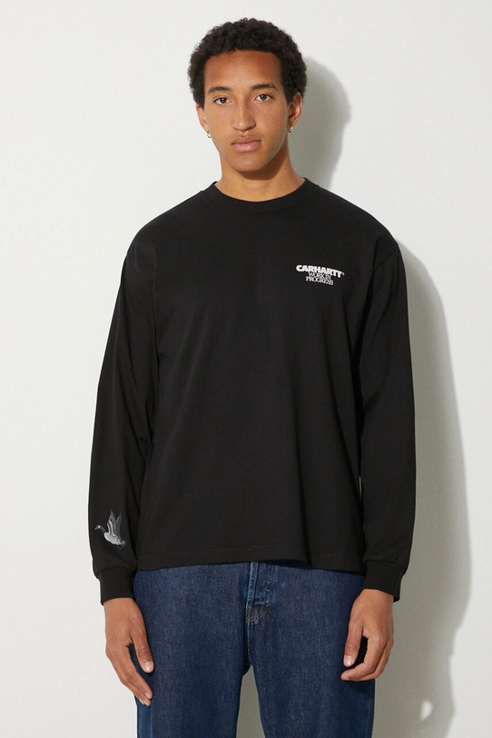 Carhartt WIP longsleeve bawełniany Ducks nadruk czarny I033663.89XX