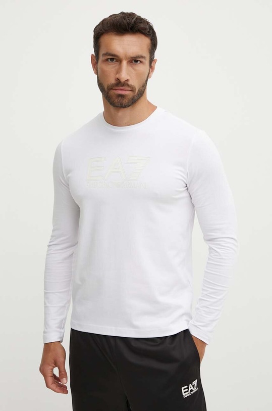 Tričko s dlhým rukávom EA7 Emporio Armani potlač biela PJVQZ.6DPT64.1100