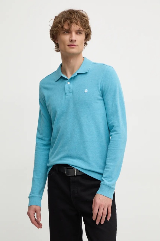 United Colors of Benetton longsleeve din bumbac fixat albastru 3088U3025