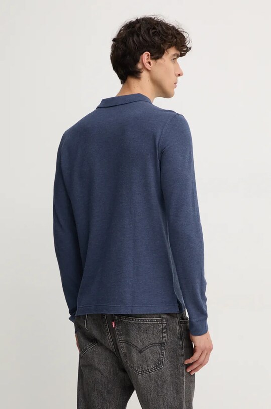 United Colors of Benetton longsleeve din bumbac fixat albastru 3088U3025