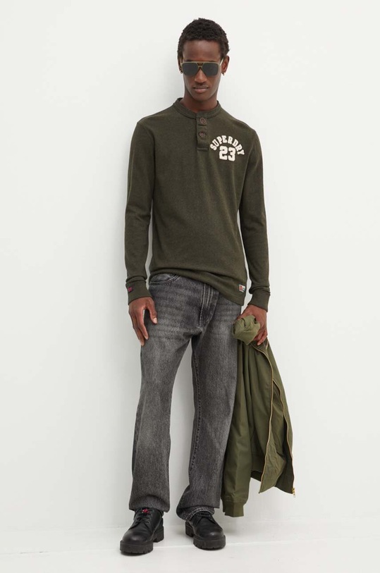 Superdry longsleeve din bumbac M6010838A.3KV verde AW24