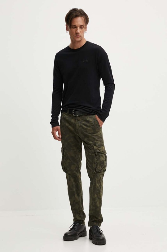 Bavlněné tričko s dlouhým rukávem Superdry M6010857A.02A černá AW24