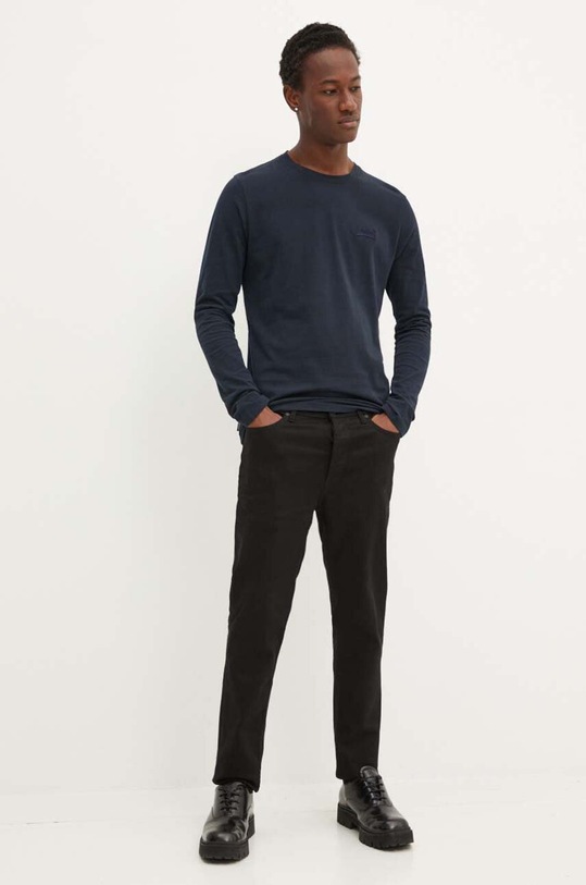 Superdry longsleeve din bumbac M6010857A.98T bleumarin AW24