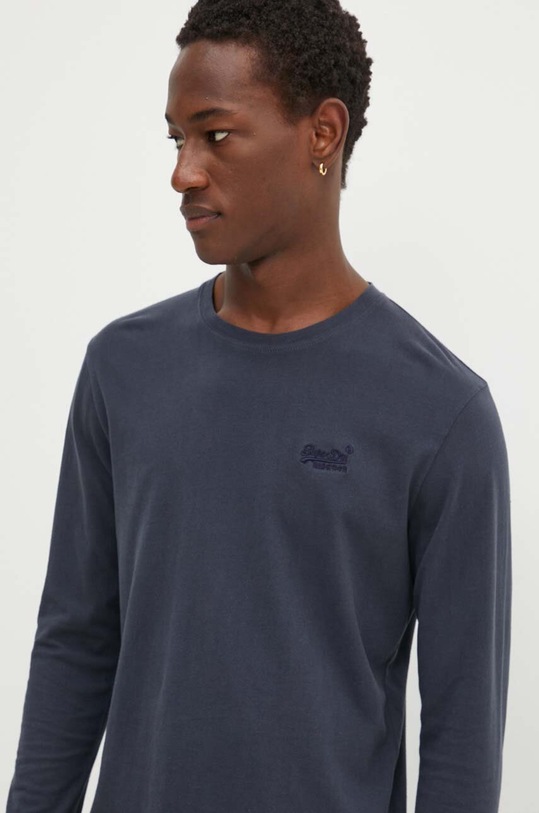 Bavlněné tričko s dlouhým rukávem Superdry námořnická modř M6010857A.C3I